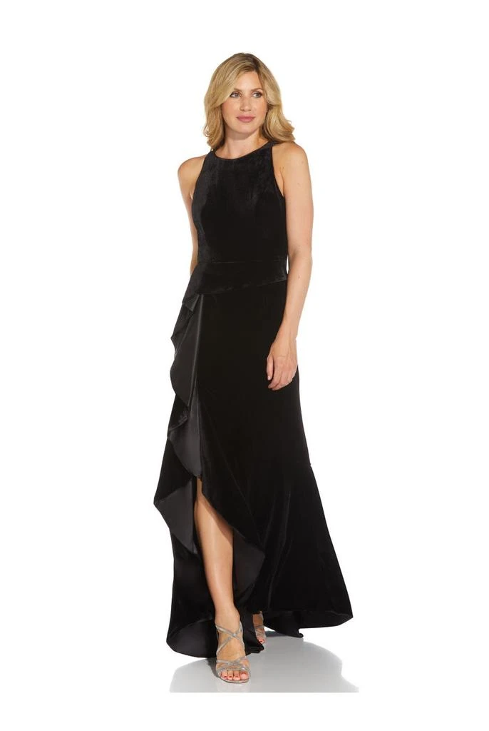 Adrianna Papell Velvet cascade gown 5