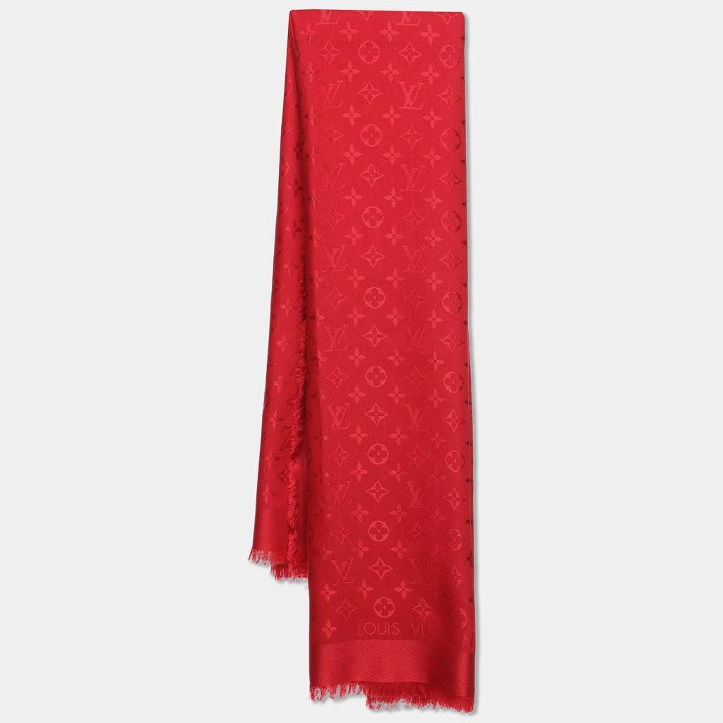 Louis Vuitton Louis Vuitton Red Monogram Silk and Wool Shawl 1