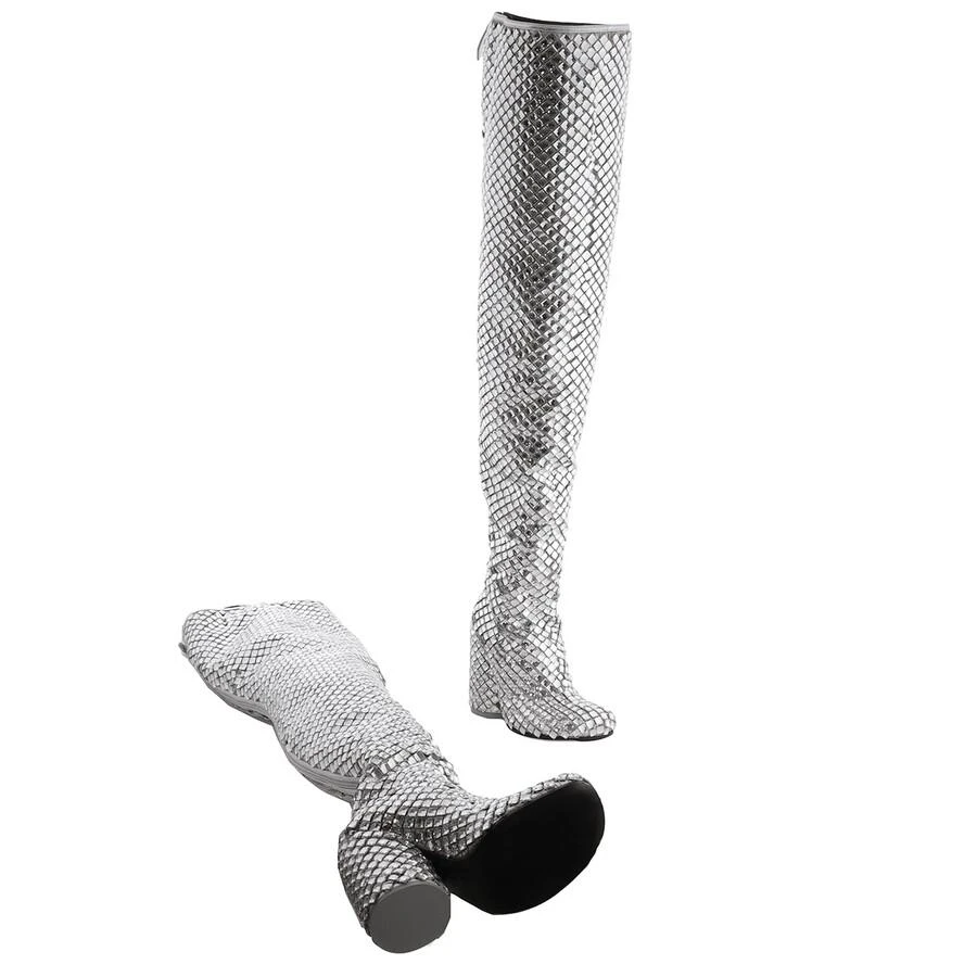 Burberry Anita Over-The-Knee 110 mm Heel Boot in Silver/Crystal 2