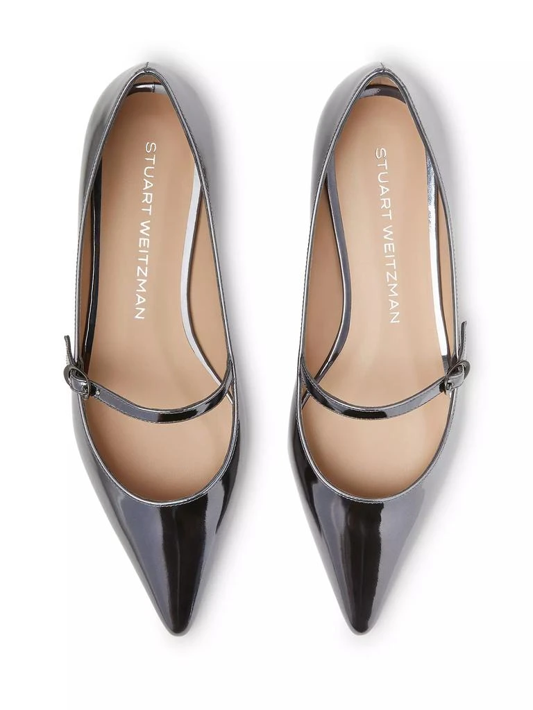 Stuart Weitzman Emilia Metallic Leather Mary Jane Flats 4