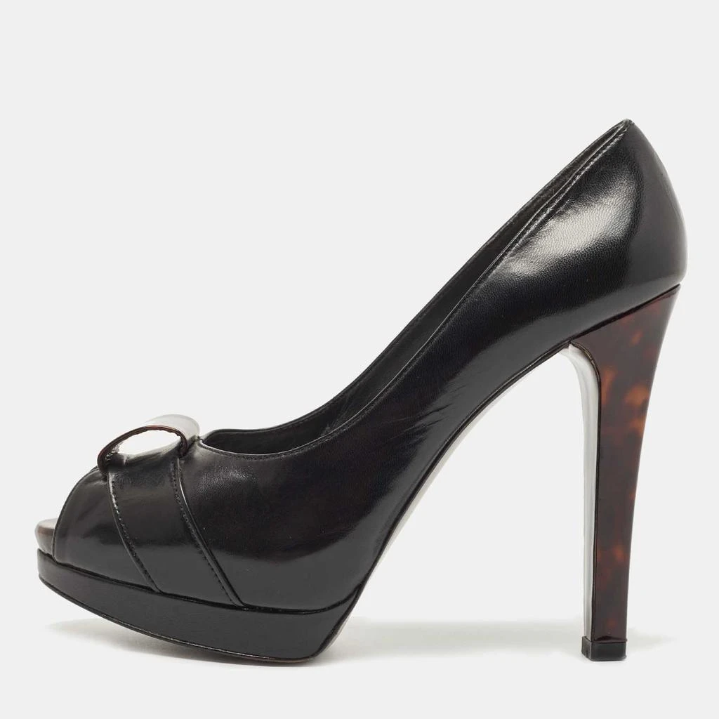 Stuart Weitzman Stuart Weitzman Black Leather Peep Toe Platform Pumps Size 38.5 1