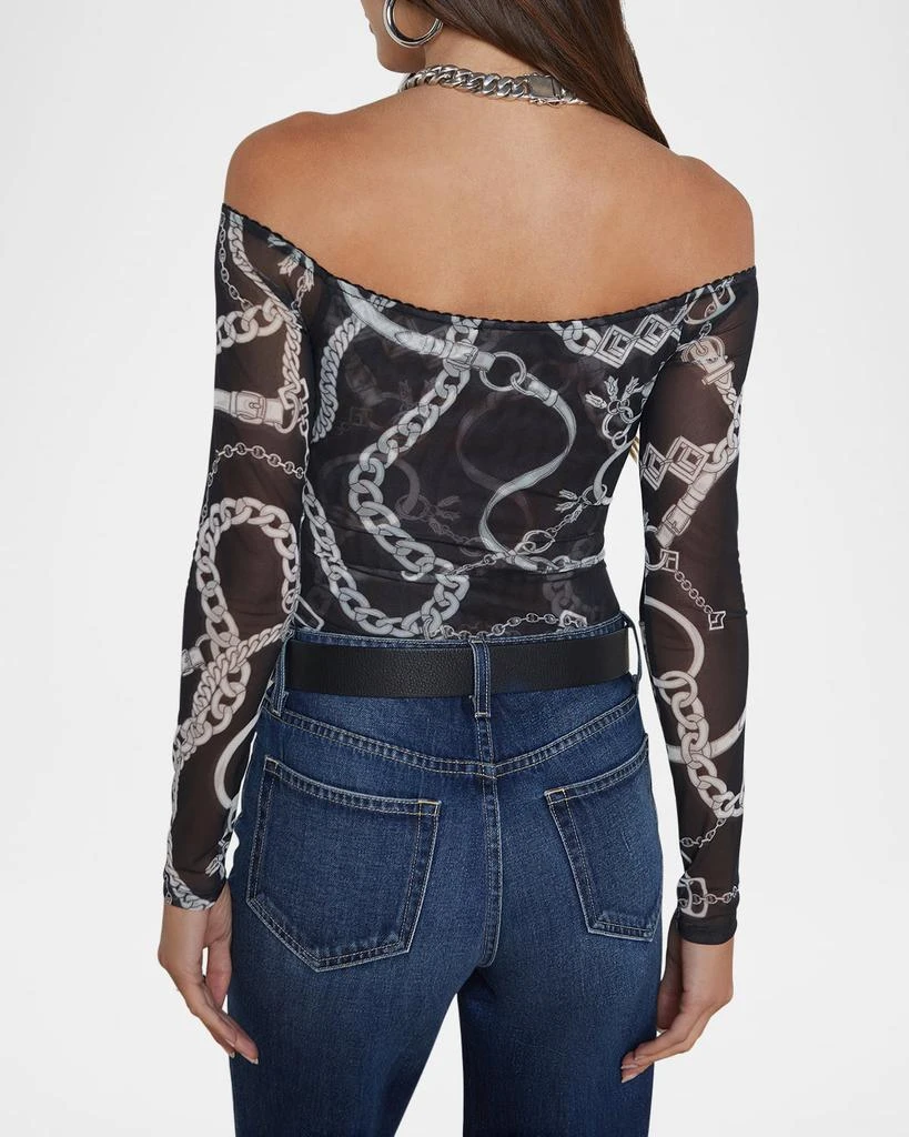 L'Agence Peonie Off-Shoulder Mesh Bodysuit 3