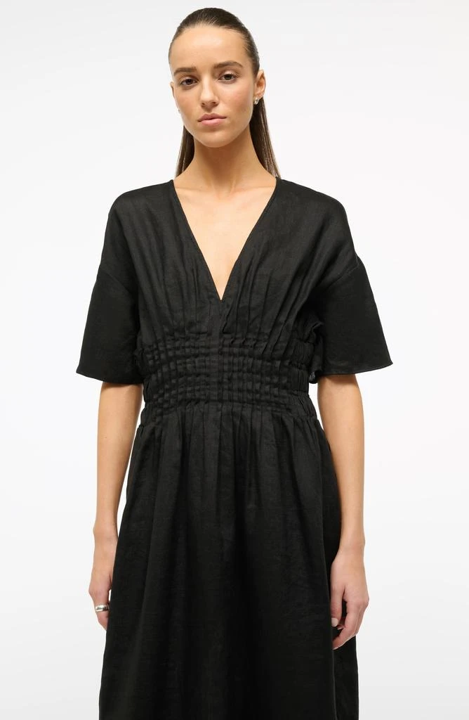Staud Lauretta Pleated Waist Linen Maxi Dress 4