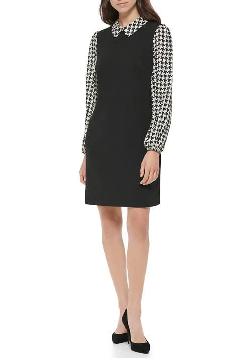 Tommy Hilfiger Hilfiger Women S Collared Houndstooth Sleeve Dress 1