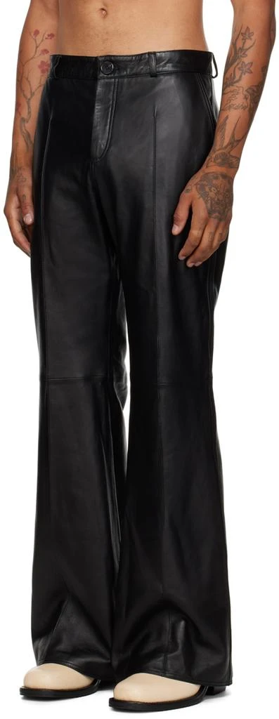LU'U DAN Black Bells Bell Bottom Leather Pants 4