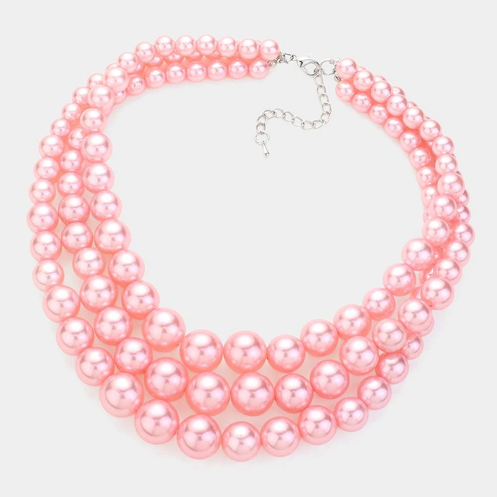 FASHNZFAB 3Row Strand Pearl Necklace 2
