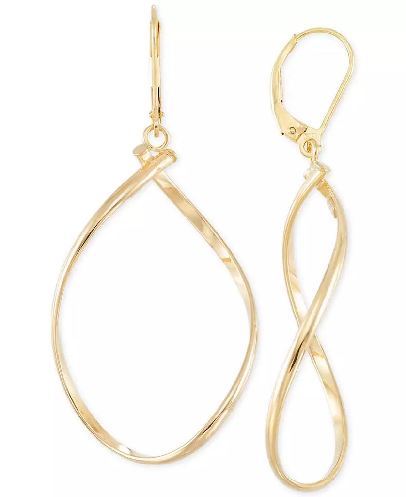 Italian Gold Polished Twist Illusion Drop Earrings in 14k Gold 1