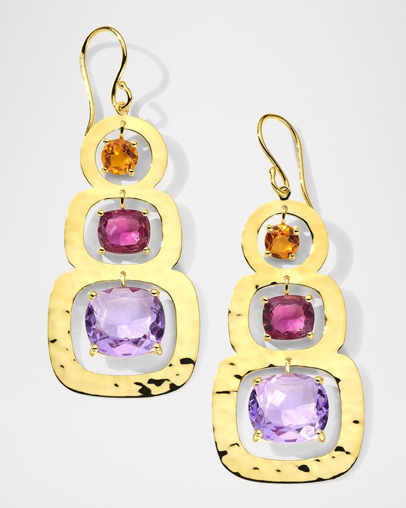 Ippolita Rock Candy Rainbow Crinkle 3-Stone Earrings in 18K Gold