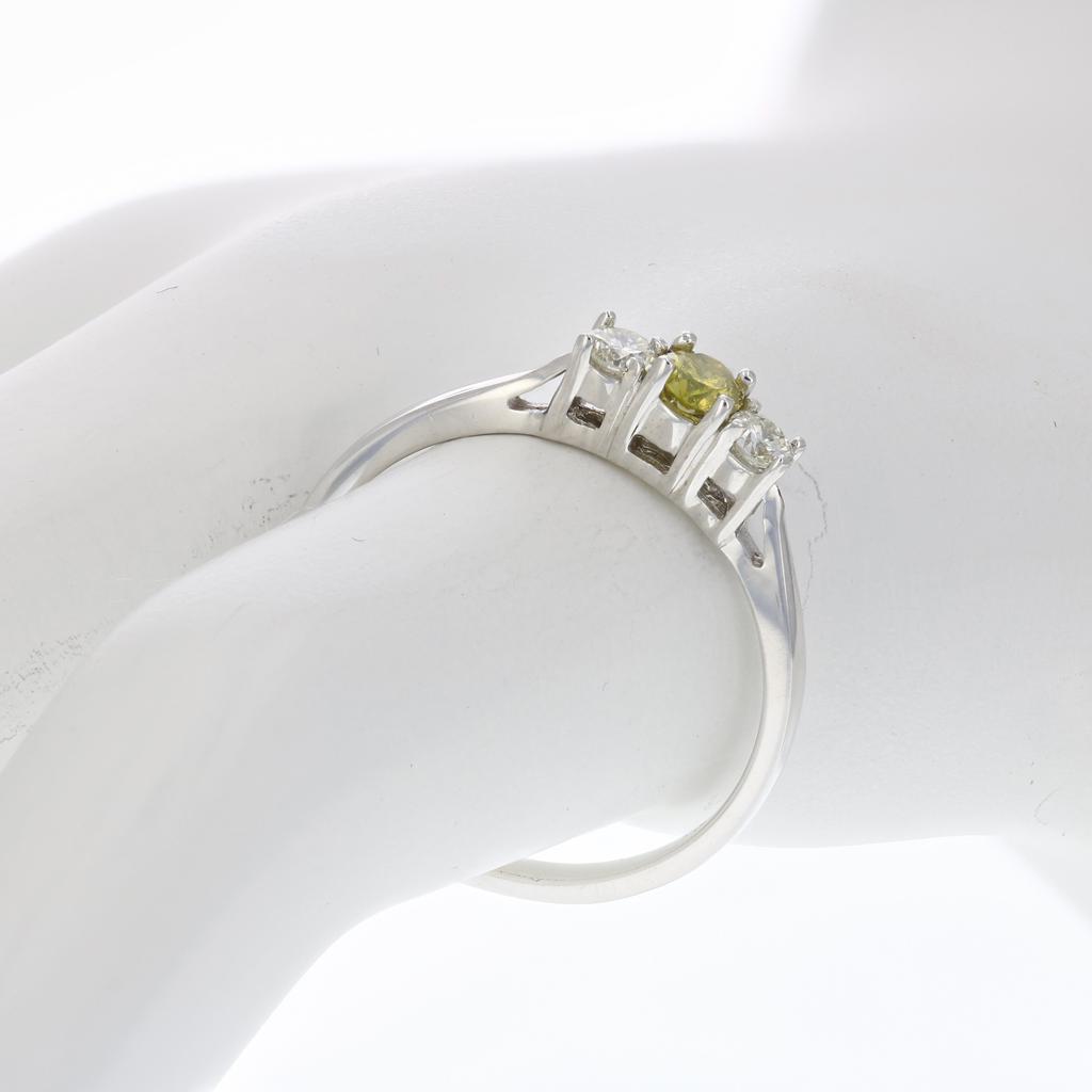 Vir Jewels 1/4 cttw 3 Stone Yellow and White Diamond Engagement Ring 14K White Gold