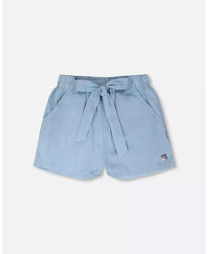 Deux par Deux Toddler Girls Blue Chambray Shorts