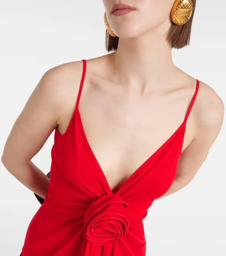 Balmain Floral-appliqué gathered crêpe top 4