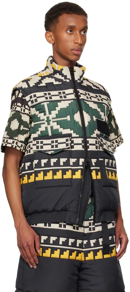 Sacai Black & Green Knit Pattern Quilted Vest 2