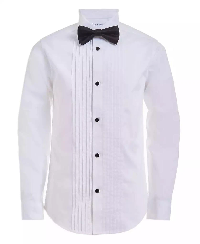 Calvin Klein Big Boys Tuxedo Shirt and Bow Tie Box Set 1