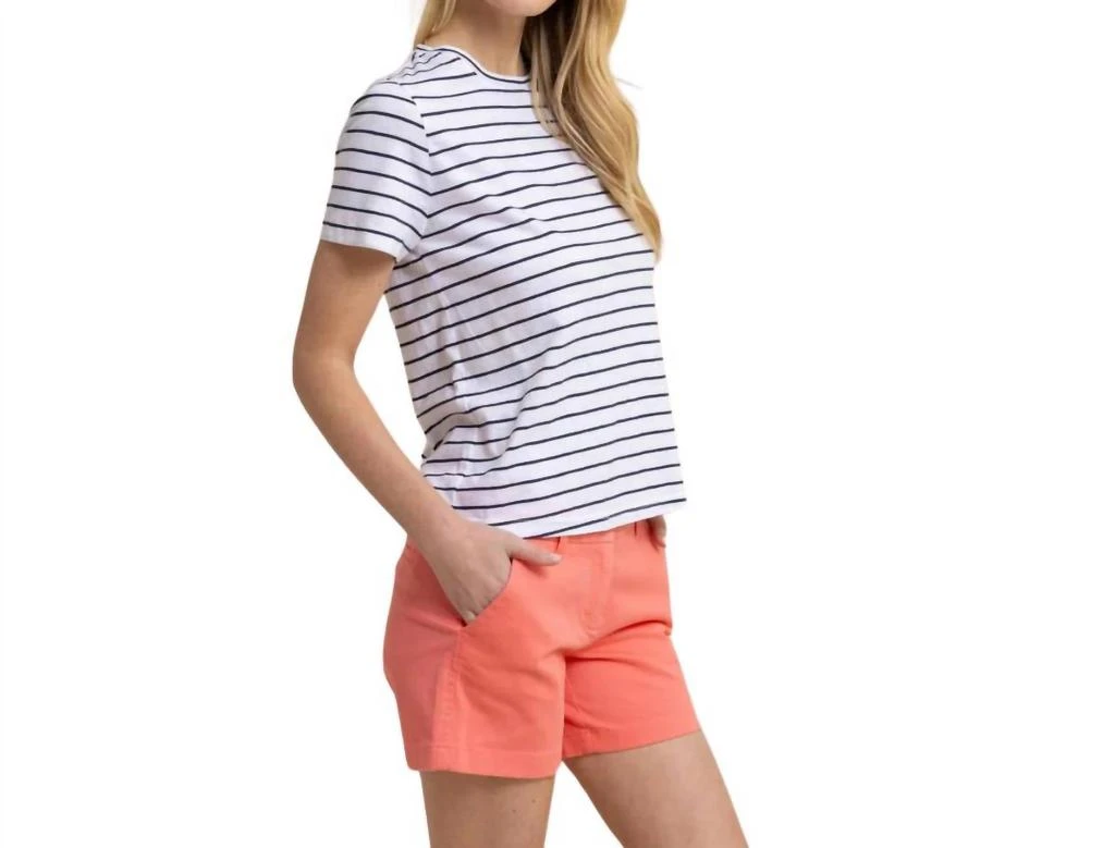 SOUTHERN TIDE Sun Farer Stripe Crew Neck Shirt In Dress Blue 2