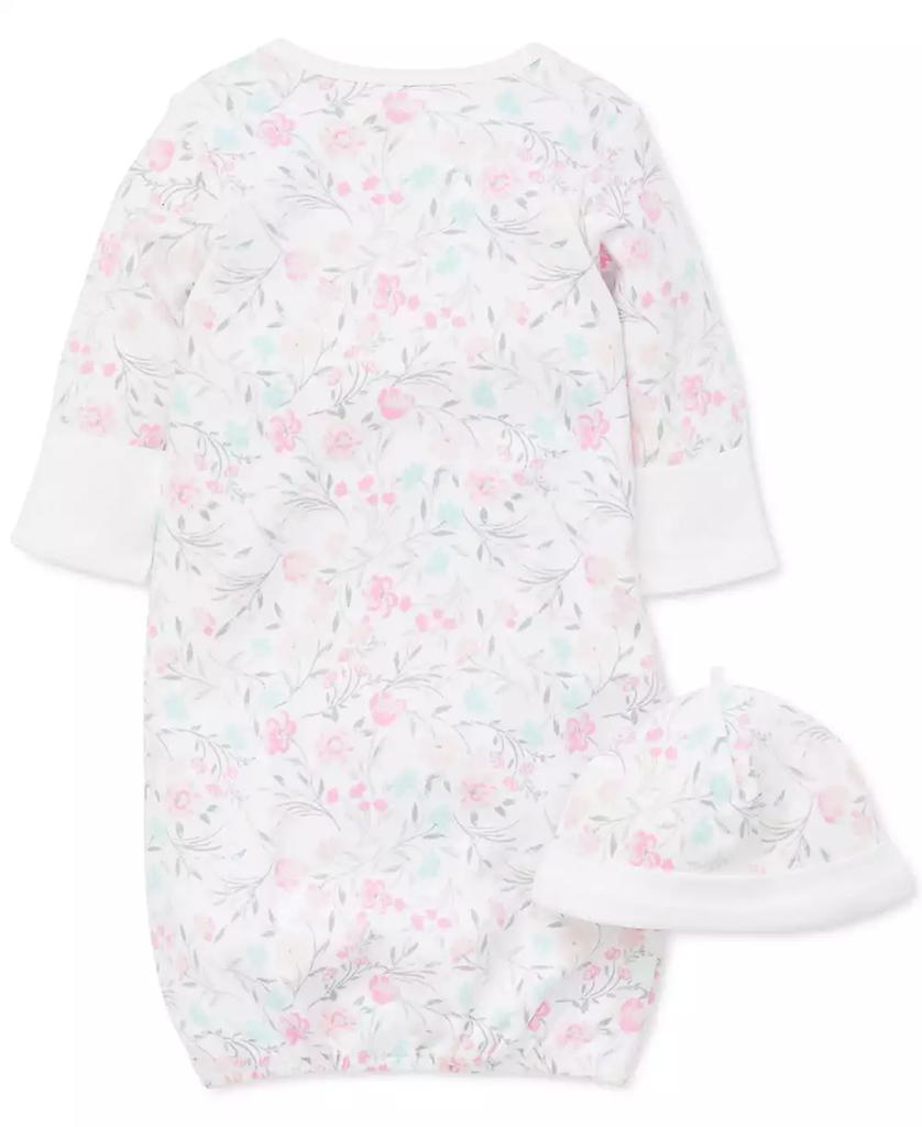 Little Me Baby Girls Cotton Floral Print Hat and Gown, 2 Piece Set