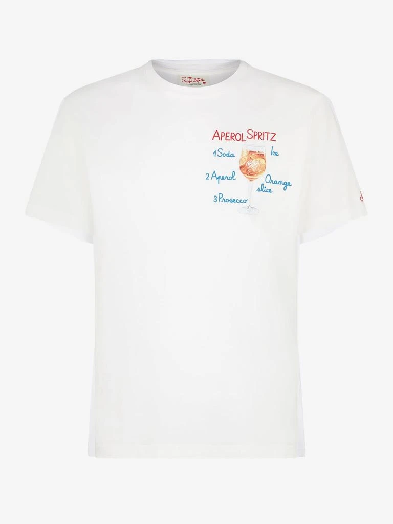 Mc2 Saint Barth Man Cotton T-shirt With Aperol Spritz Front Embroidery | Aperol Special Edition 2