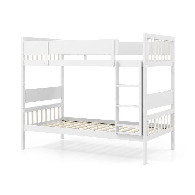 Hivvago Twin Over Twin Bunk Bed with Ladder and Full-length Guardrails 7