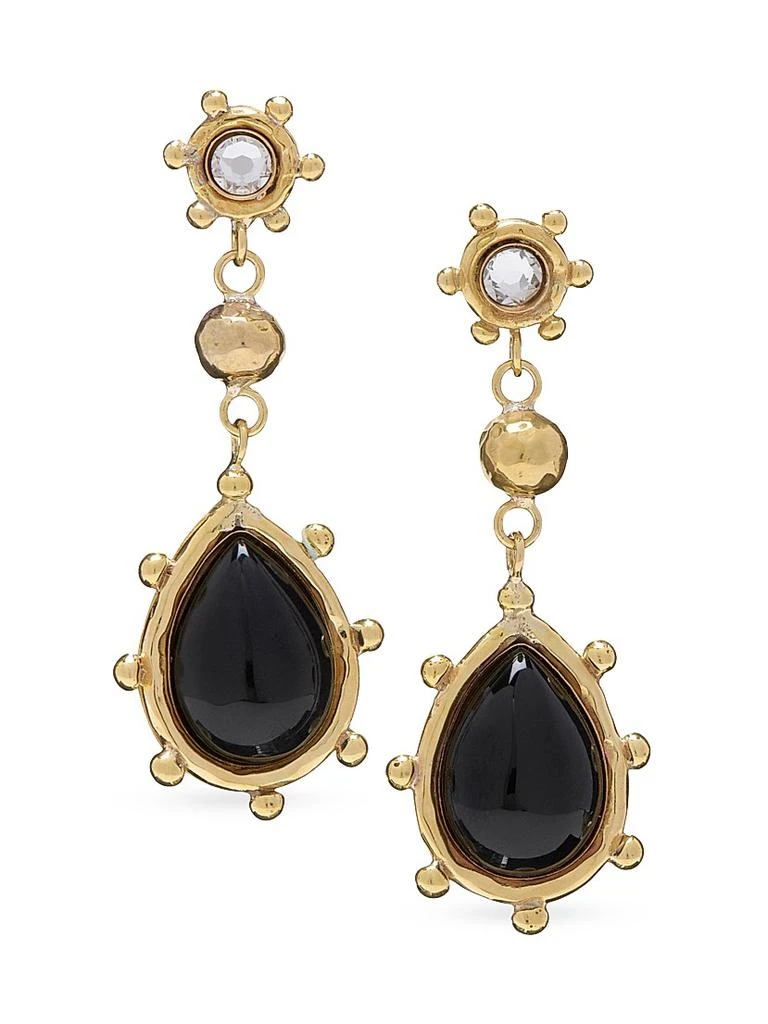 Ulla Johnson Kaja Goldtone, Black Onyx 
Glass Crystal Drop Earrings
