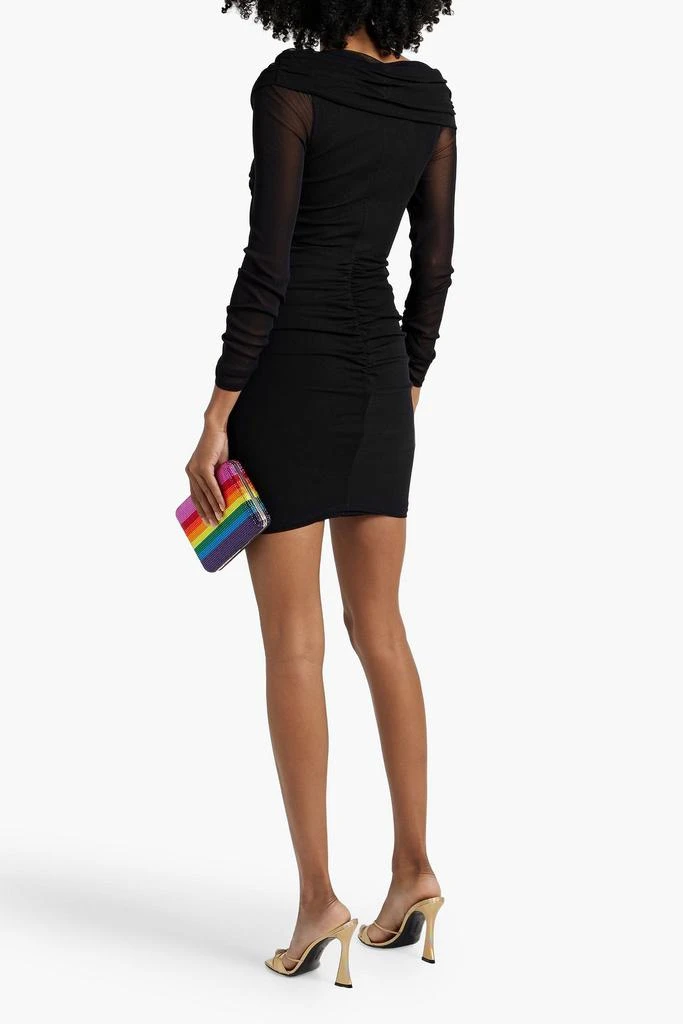 Diane von Furstenberg Ganessa off-the-shoulder ruched stretch-mesh mini dress 3