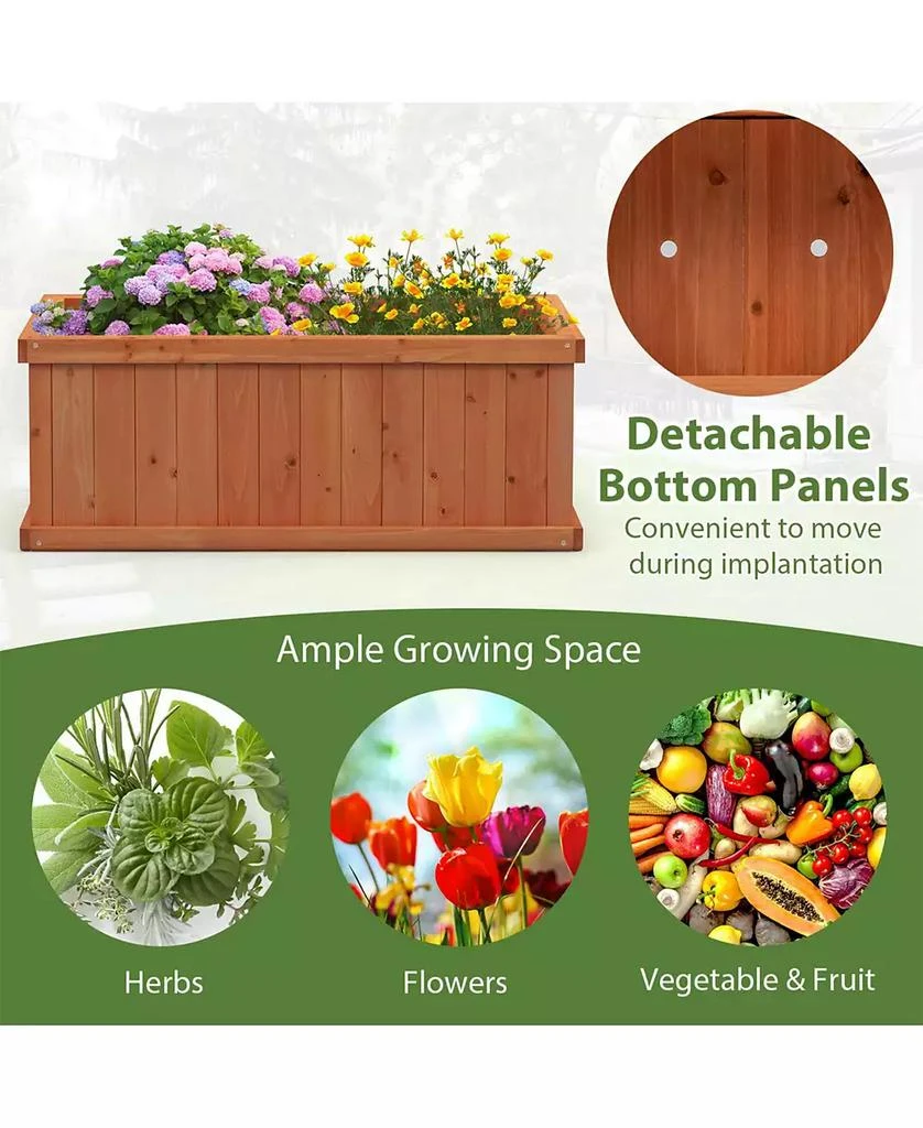 SUGIFT Raised Garden Bed Wooden Planter Box with 4 Drainage Holes and Detachable Bottom Panels-Orange 7
