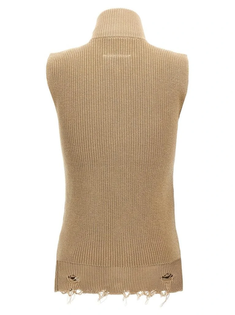 MM6 Destroyed Cotton Knit Vest With High Neck 2