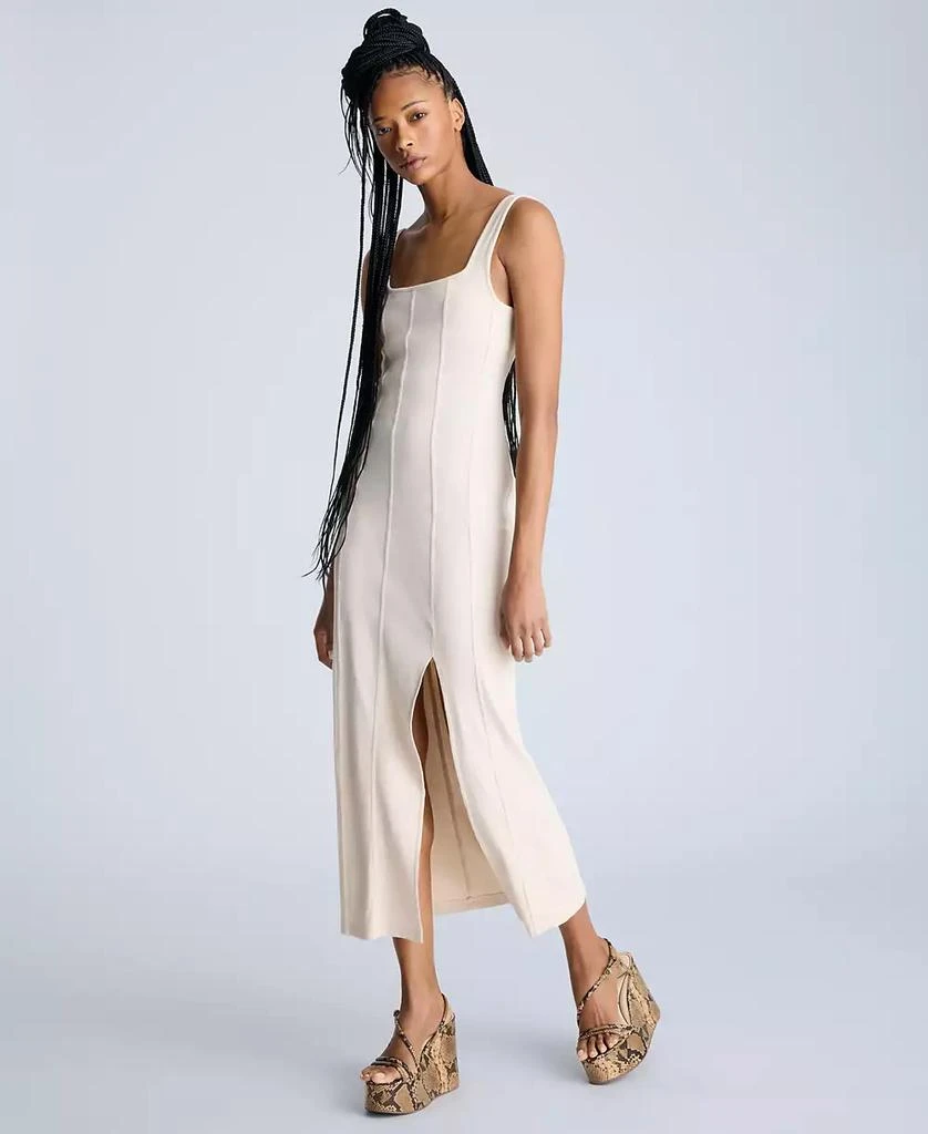 chinese dress ladies Annet Linen Blend Midi Dress-Navy