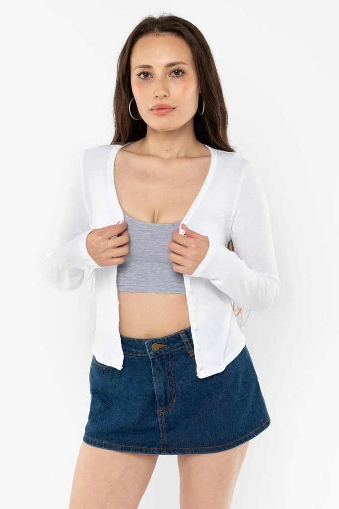 Los Angeles Apparel FR0114 - Flex Rib V Neck Button Up Top 5