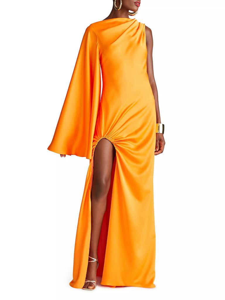 Halston Keiana One-Shoulder Satin Gown