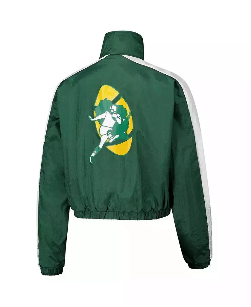 Mitchell & Ness Women's Green Green Bay Packers Nylon Cropped Full-Zip Jacket 3