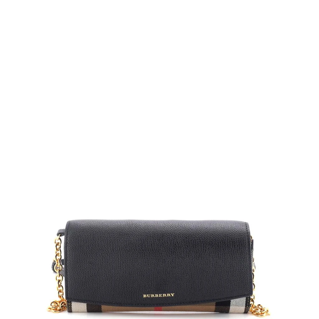 Burberry Henley Wallet on Chain Leather with House Check Canvas 1