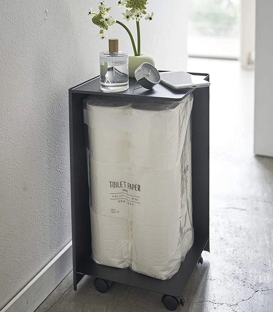 Yamazaki Home Rolling Bathroom Organizer, Steel,  Holds up to 12 rolls of toilet paper, Wheels, Minimal Assembly 5