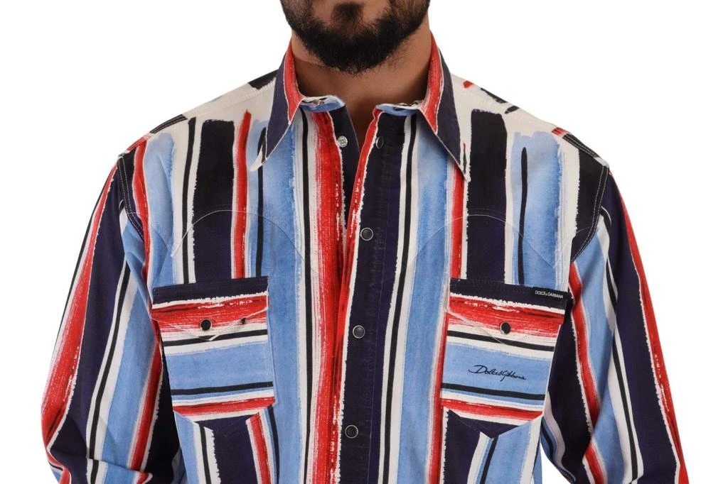 Dolce & Gabbana Dolce & Gabbana Red Striped Long Sleeve Cotton Shirt Blue 4