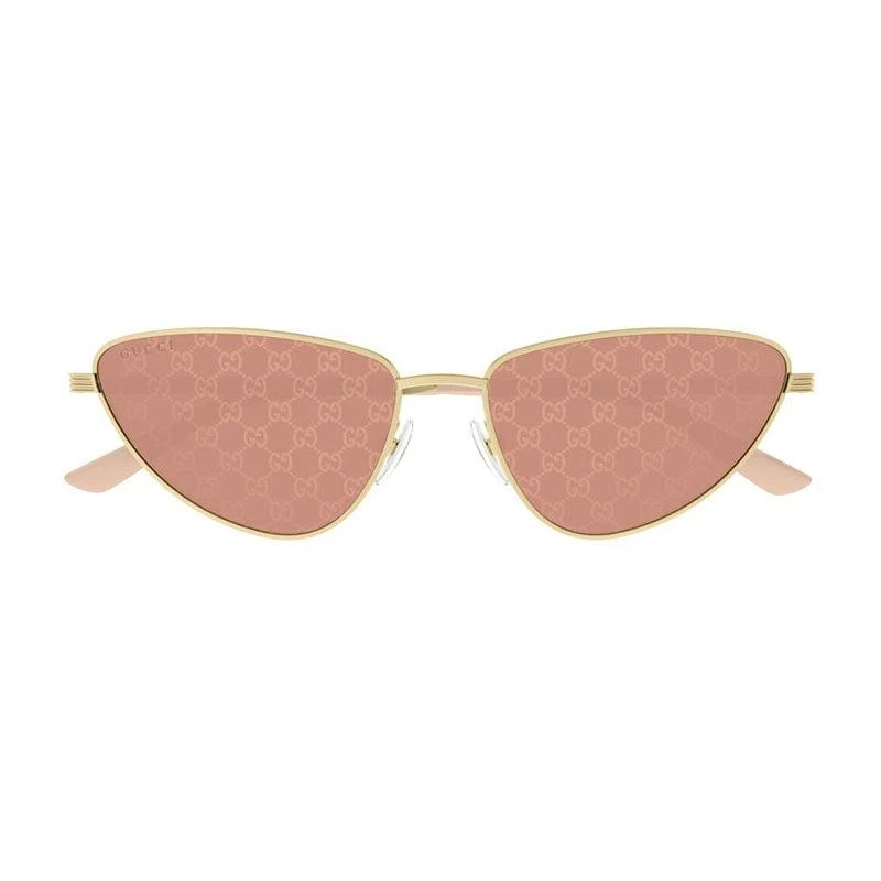 Gucci Gucci Cat Eye Full Rim, with a Gold frame and Red with Gucci Logo Pattern Detail lens. 2