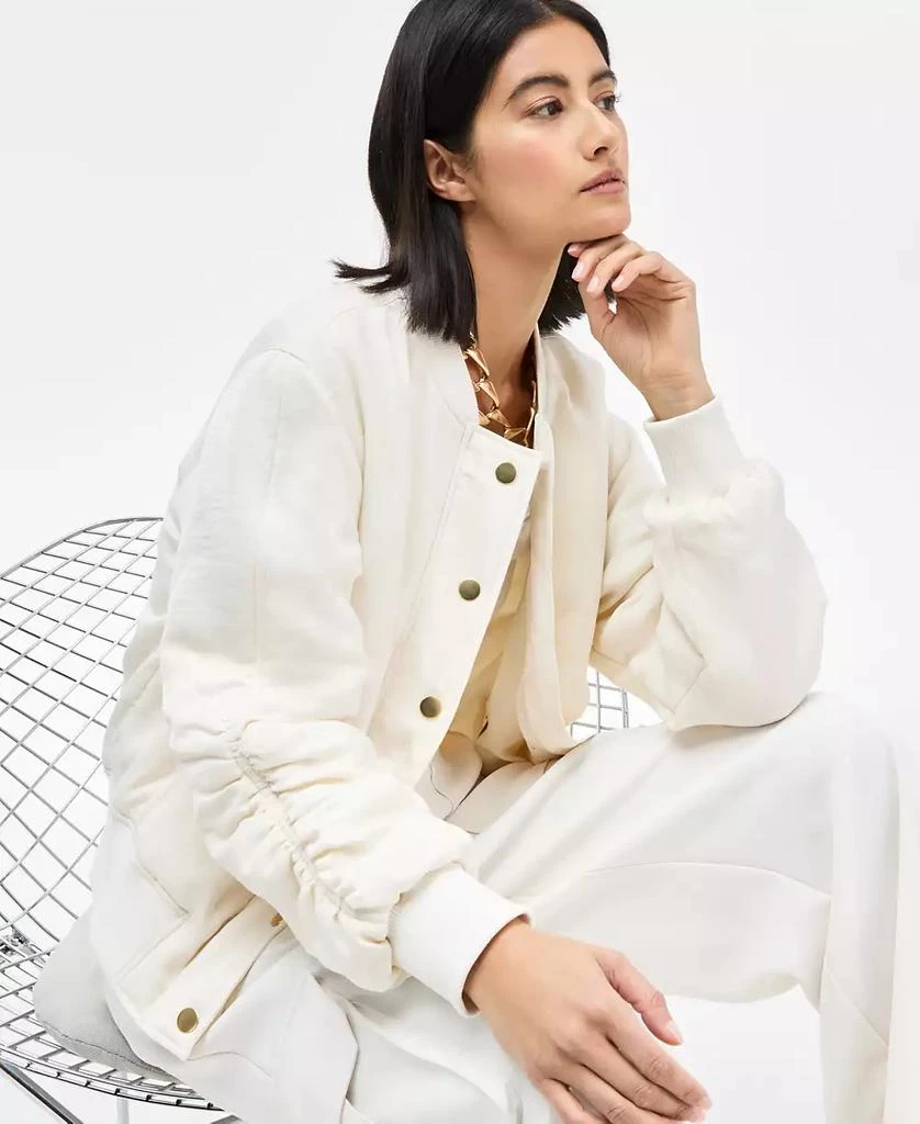 INC International Women's Satin Ruched-Sleeve Bomber Jacket, Exclusively at Macy's 3