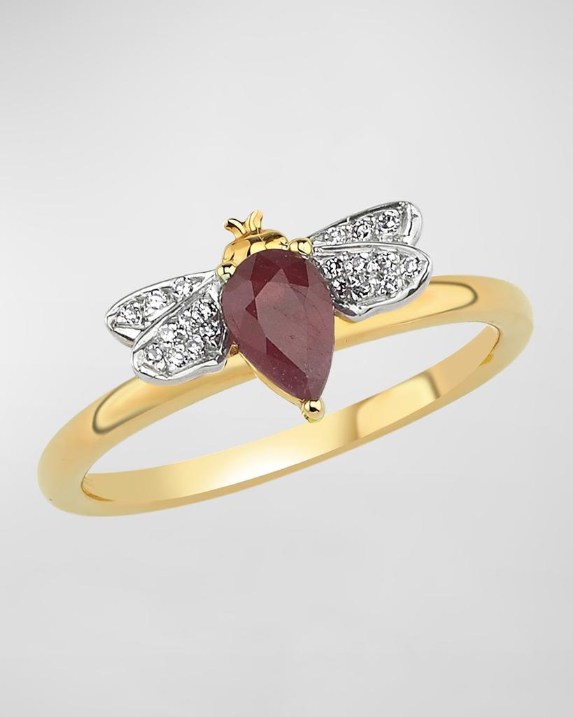 Bee Goddess Diamond and Ruby Bee Ring