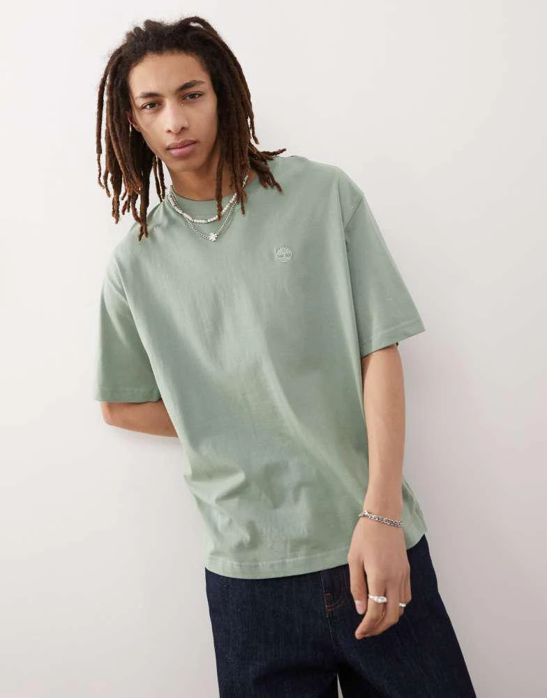 Timberland Timberland Dunstan River small logo oversized t-shirt in green 1