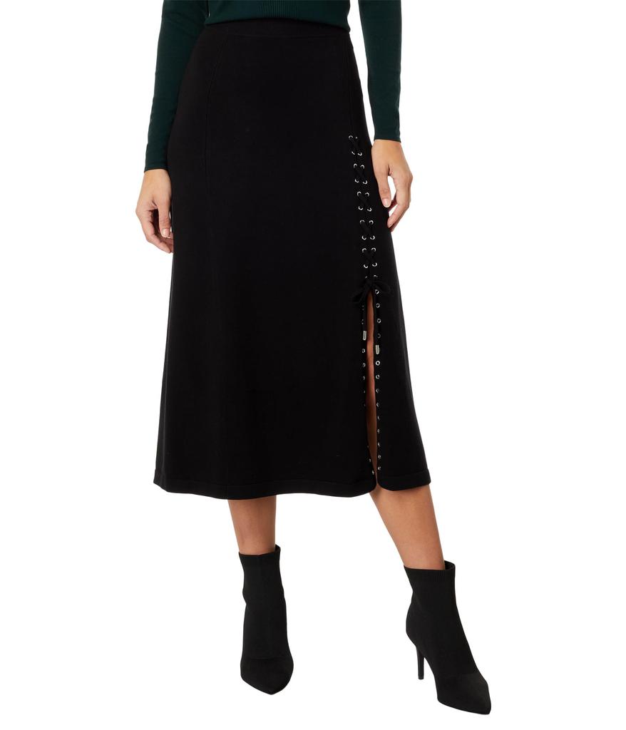 Elliott Lauren Marella Pull-On Knit Skirt w/ Lace-Up Detail