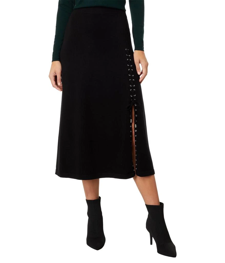 Elliott Lauren Marella Pull-On Knit Skirt w/ Lace-Up Detail 1
