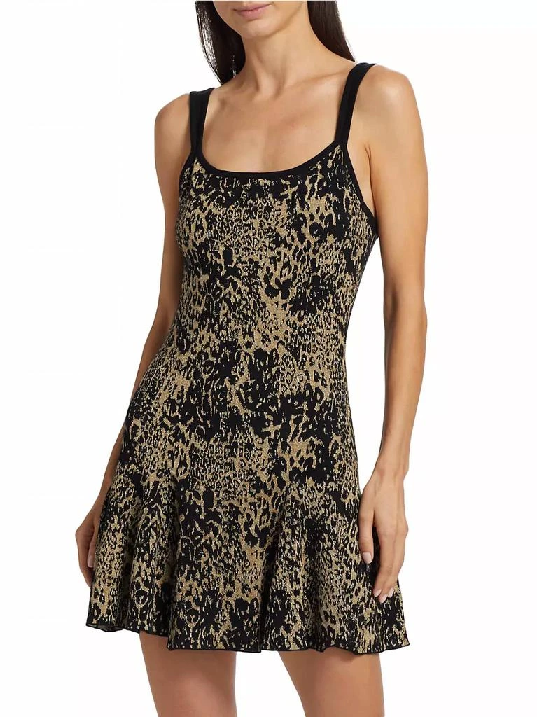 Ramy Brook Lidia Knit Sleeveless Mini Dress In Gold Leopard 1