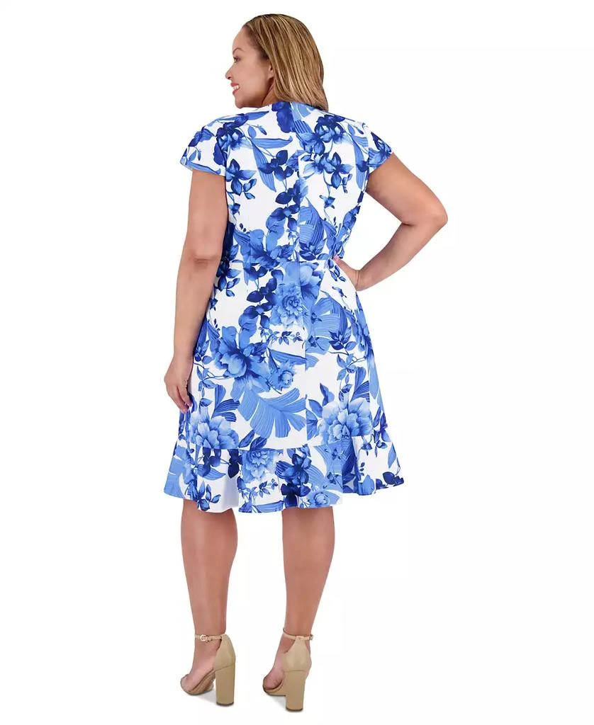 London Times Plus Size V-Neck Side-Ruffle Dress 5