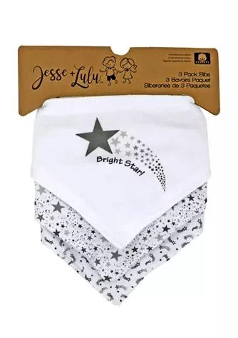 Grandmas2Share Baby Boys and Girls 3 Pack Bandana Baby Bibs, Stars