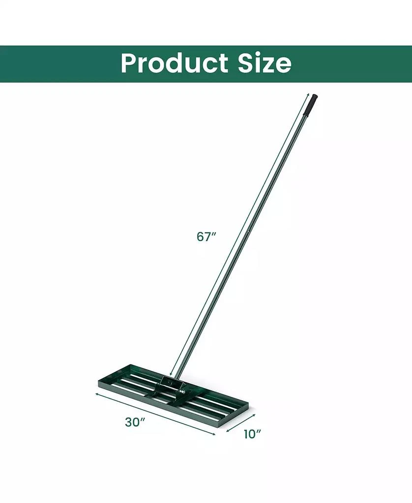 GOUUN 30 x 10 Inch Lawn Leveling Rake with Ergonomic Handle 3