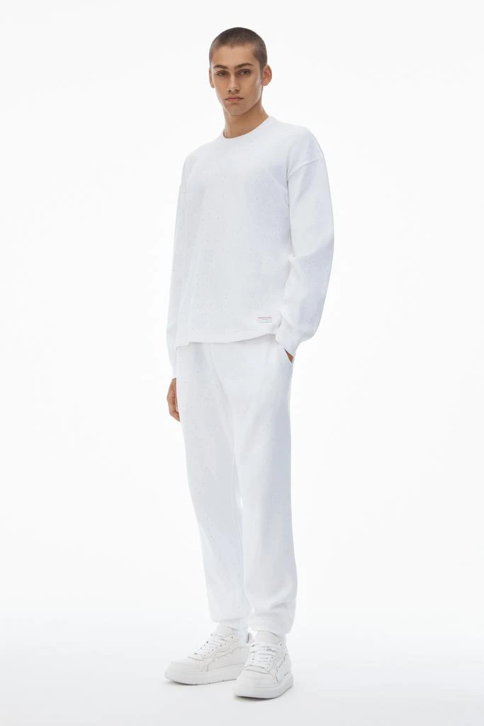Alexander Wang Crystal Hotfix Crewneck Long-Sleeve Tee in Waffle Knit 6