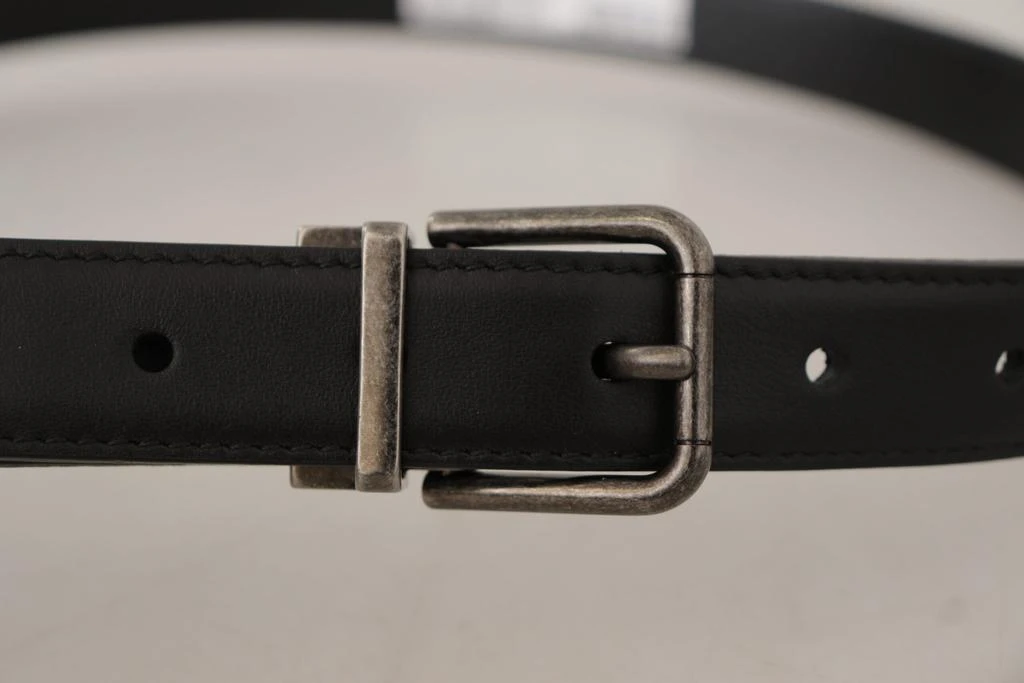 Dolce & Gabbana Dolce & Gabbana Black Plain Leather Vintage Logo Metal Buckle Belt 5