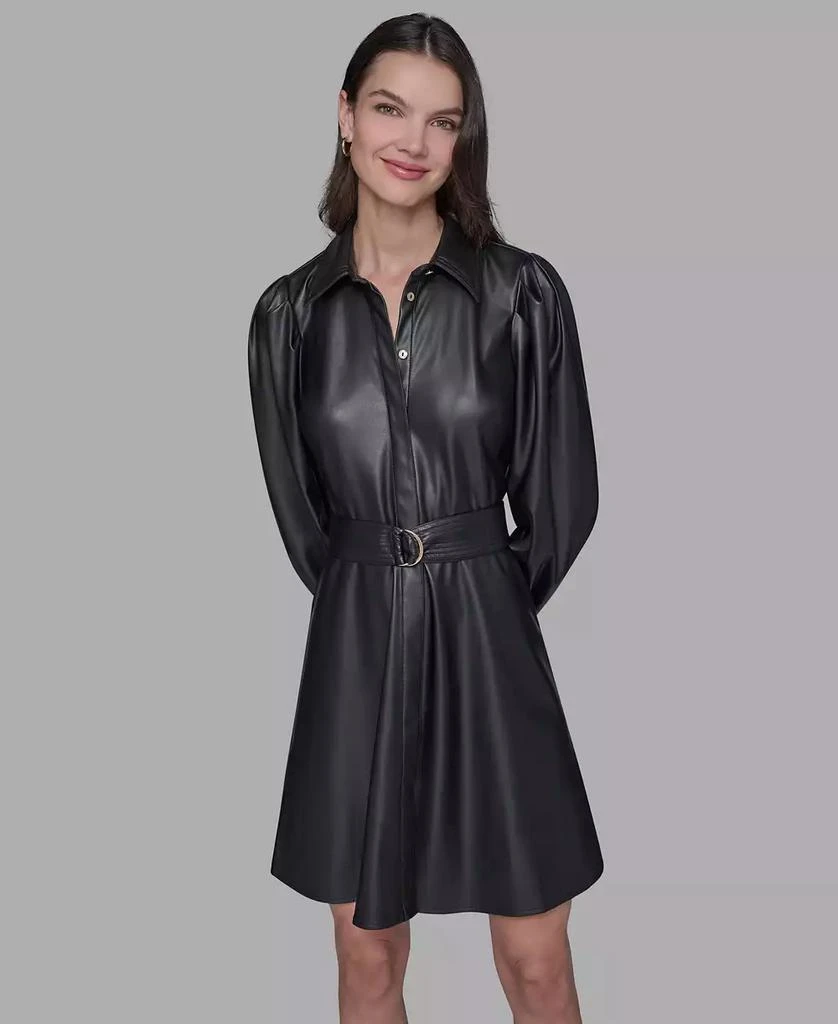 chinese dress ladies Karl Lagerfeld Women's Faux Leather & Faux Shearling Bomber Jacket - Black main image 1