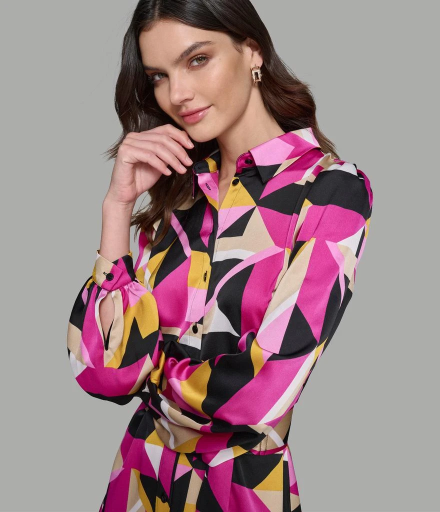Karl Lagerfeld Paris PRINTED SHIRT DRESS WITH HANKY HEM 4