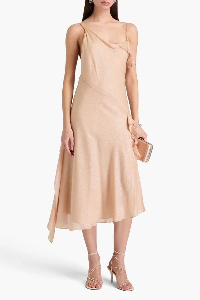 celiab corsica asymmetrical ruffle dress Charmayne Asymmetric Ruffle Trim Maxi Dress Pink