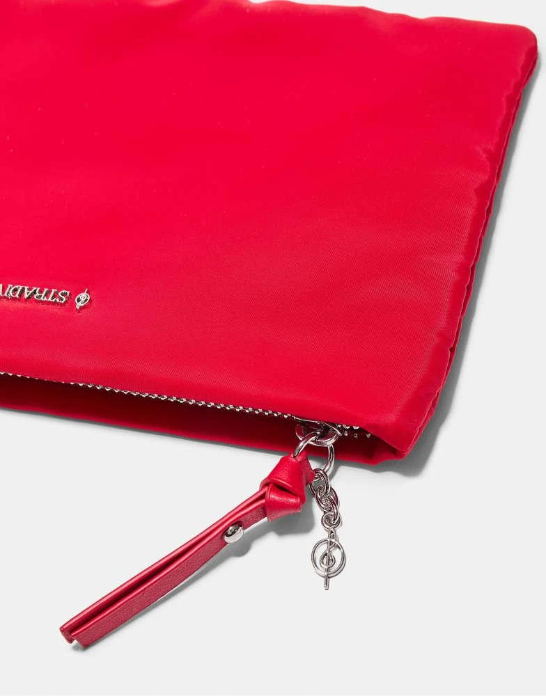 Stradivarius Stradivarius Printed fabric zip-up wash bag in red 4