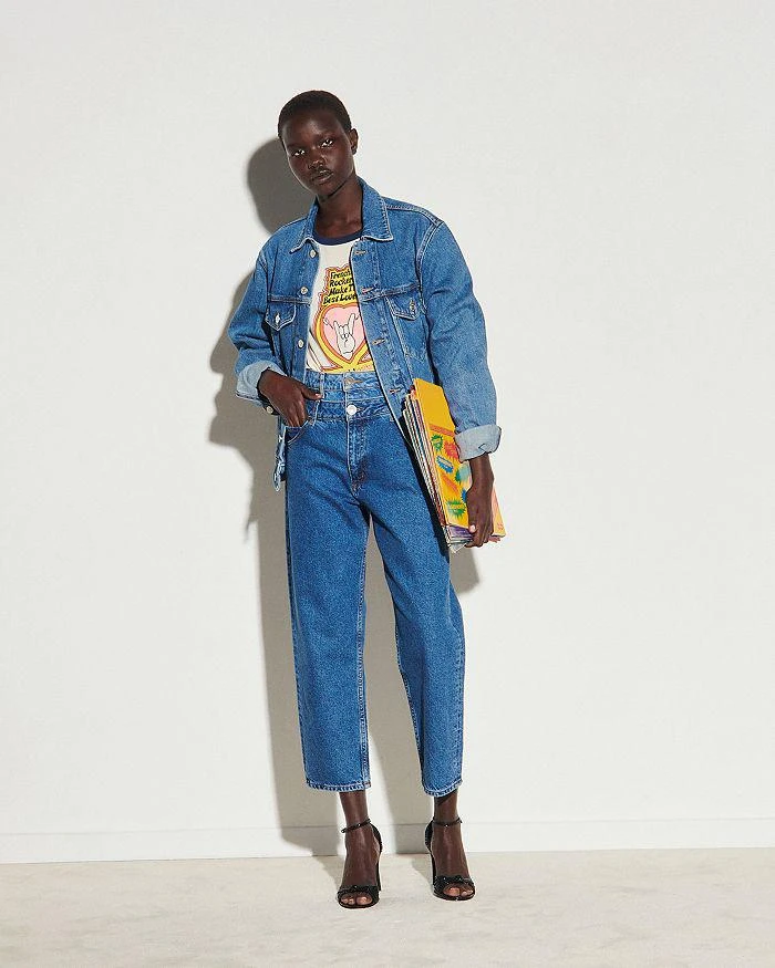 Sandro Kitty High-Rise Layer-Effect Jeans in Blue 4