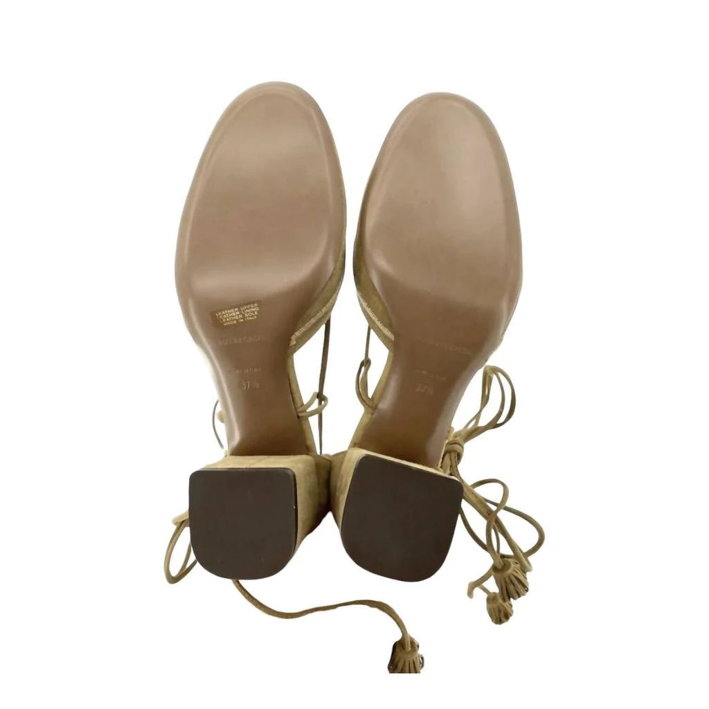 L'AUTRE CHOSE L'Autre Chose - Women's Camel Suede Leather Tasseled Ankle Wrap Heels 5
